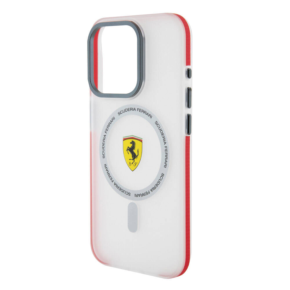 iPhone 15 Pro Kılıf Ferrari Orijinal Lisanslı M-safe Şarj Özellikli Kontrast Bumper SF Ring Kılıf