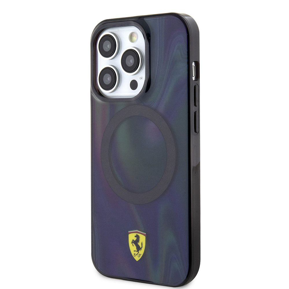 iPhone 15 Pro Kılıf Ferrari Orijinal Lisanslı M-safe Şarj Özellikli Transparan Renk Geçişli Iridescent Kılıf