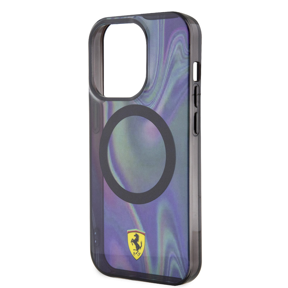 iPhone 15 Pro Kılıf Ferrari Orijinal Lisanslı M-safe Şarj Özellikli Transparan Renk Geçişli Iridescent Kılıf