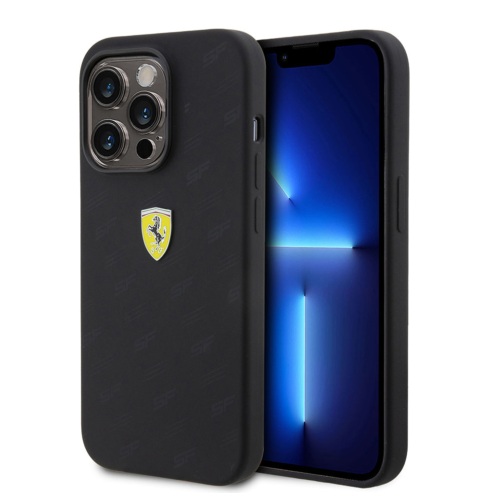 iPhone 15 Pro Kılıf Ferrari Orijinal Lisanslı Metal Logolu SF Yazılı Kılıf
