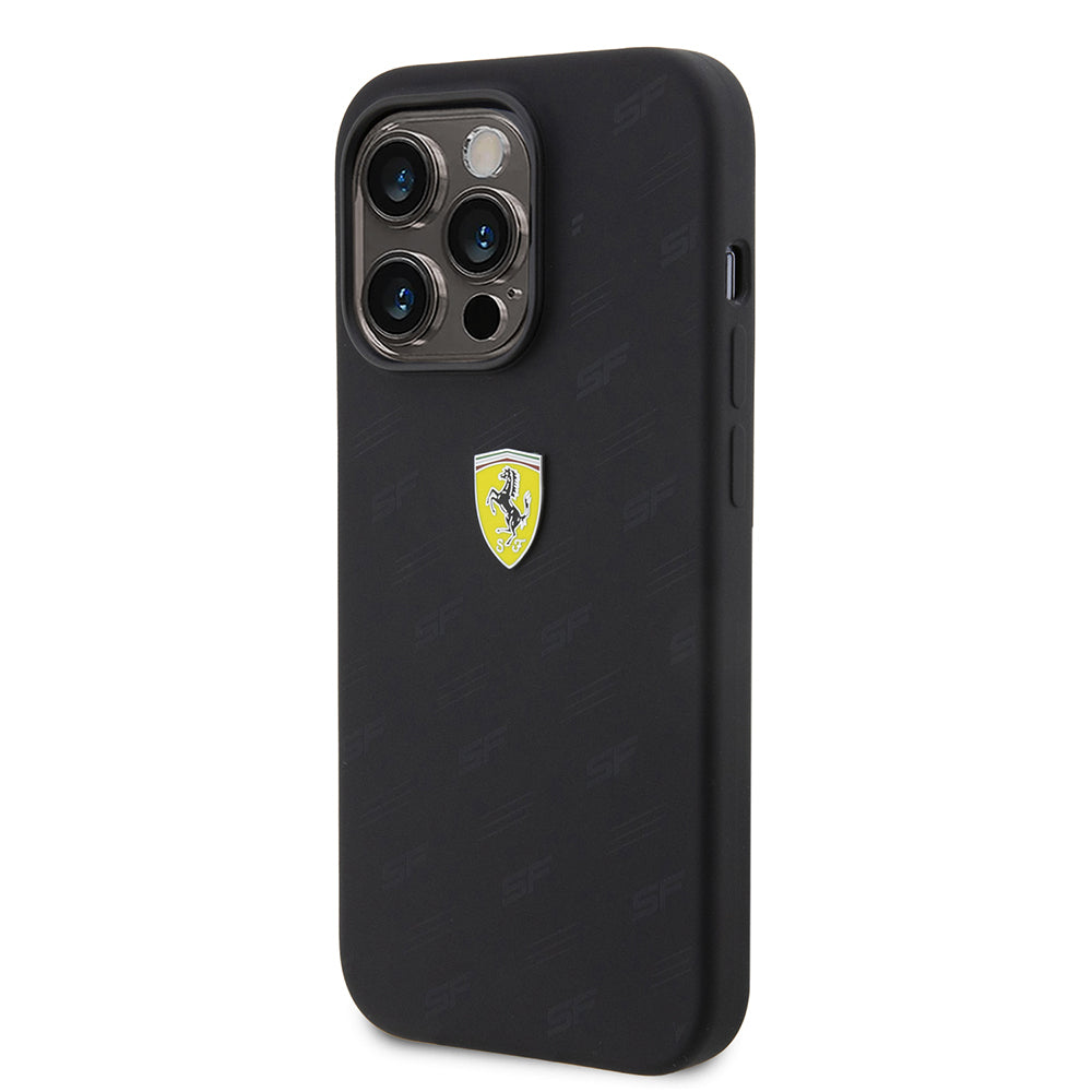 iPhone 15 Pro Kılıf Ferrari Orijinal Lisanslı Metal Logolu SF Yazılı Kılıf