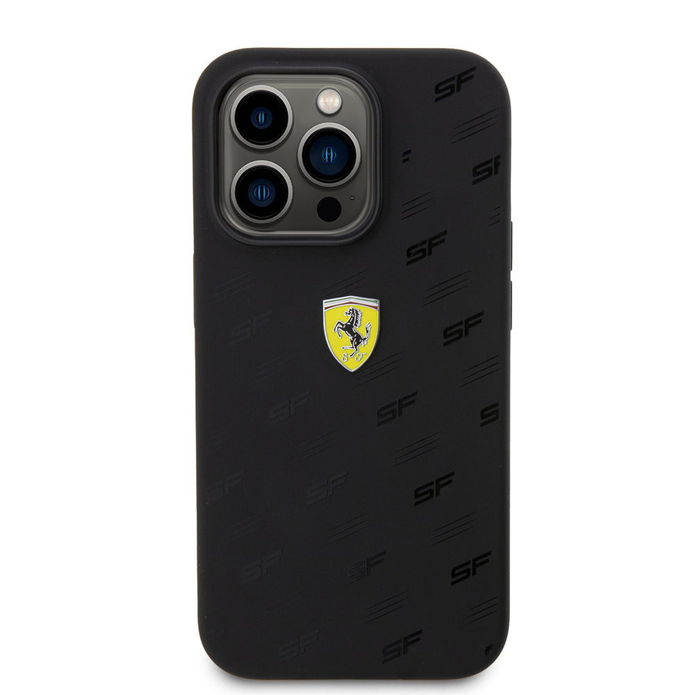 iPhone 15 Pro Kılıf Ferrari Orijinal Lisanslı Metal Logolu SF Yazılı Kılıf
