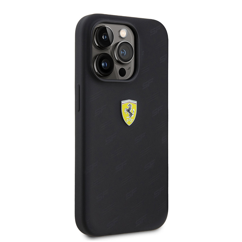 iPhone 15 Pro Kılıf Ferrari Orijinal Lisanslı Metal Logolu SF Yazılı Kılıf