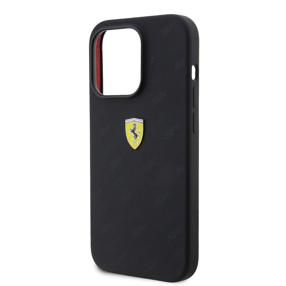 iPhone 15 Pro Kılıf Ferrari Orijinal Lisanslı Metal Logolu SF Yazılı Kılıf