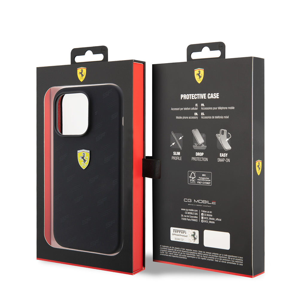 iPhone 15 Pro Kılıf Ferrari Orijinal Lisanslı Metal Logolu SF Yazılı Kılıf