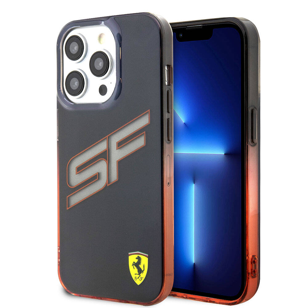 iPhone 15 Pro Kılıf Ferrari Orijinal Lisanslı Transparan SF Yazılı Kenarları Renk Geçişli Kılıf
