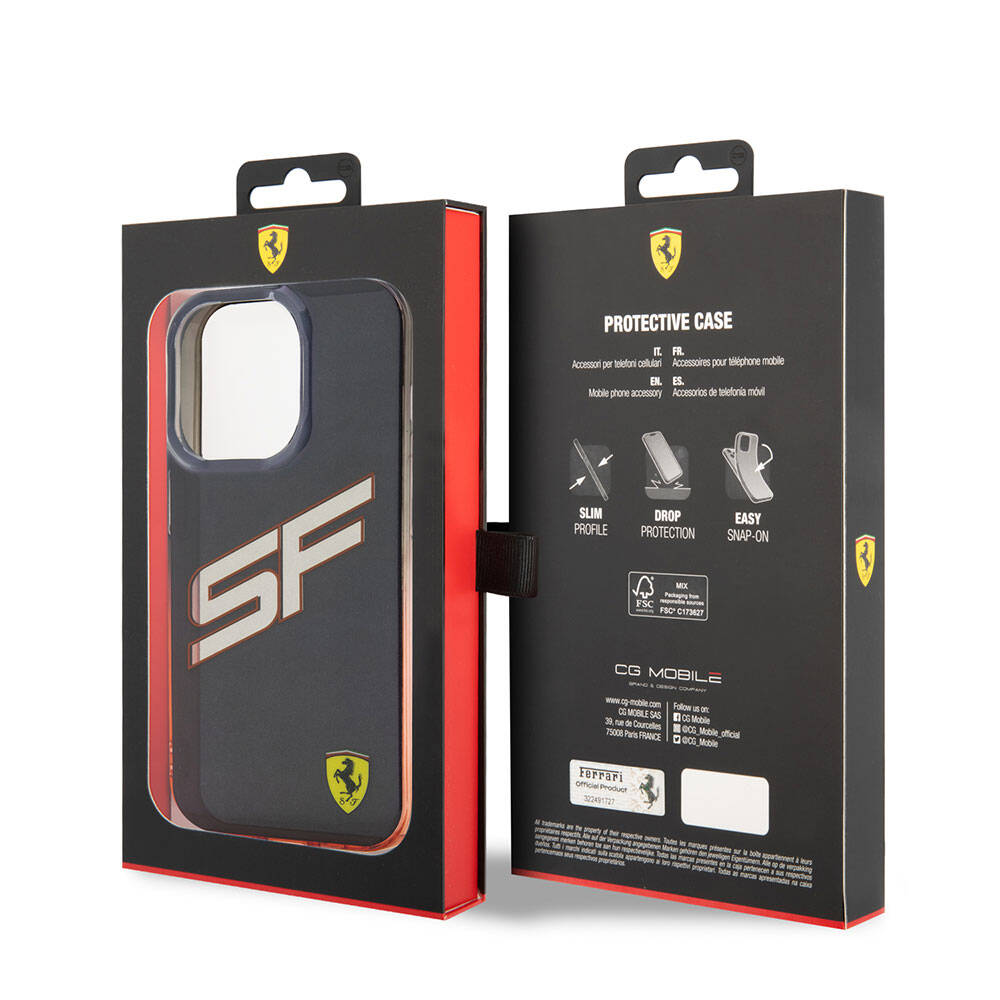 iPhone 15 Pro Kılıf Ferrari Orijinal Lisanslı Transparan SF Yazılı Kenarları Renk Geçişli Kılıf
