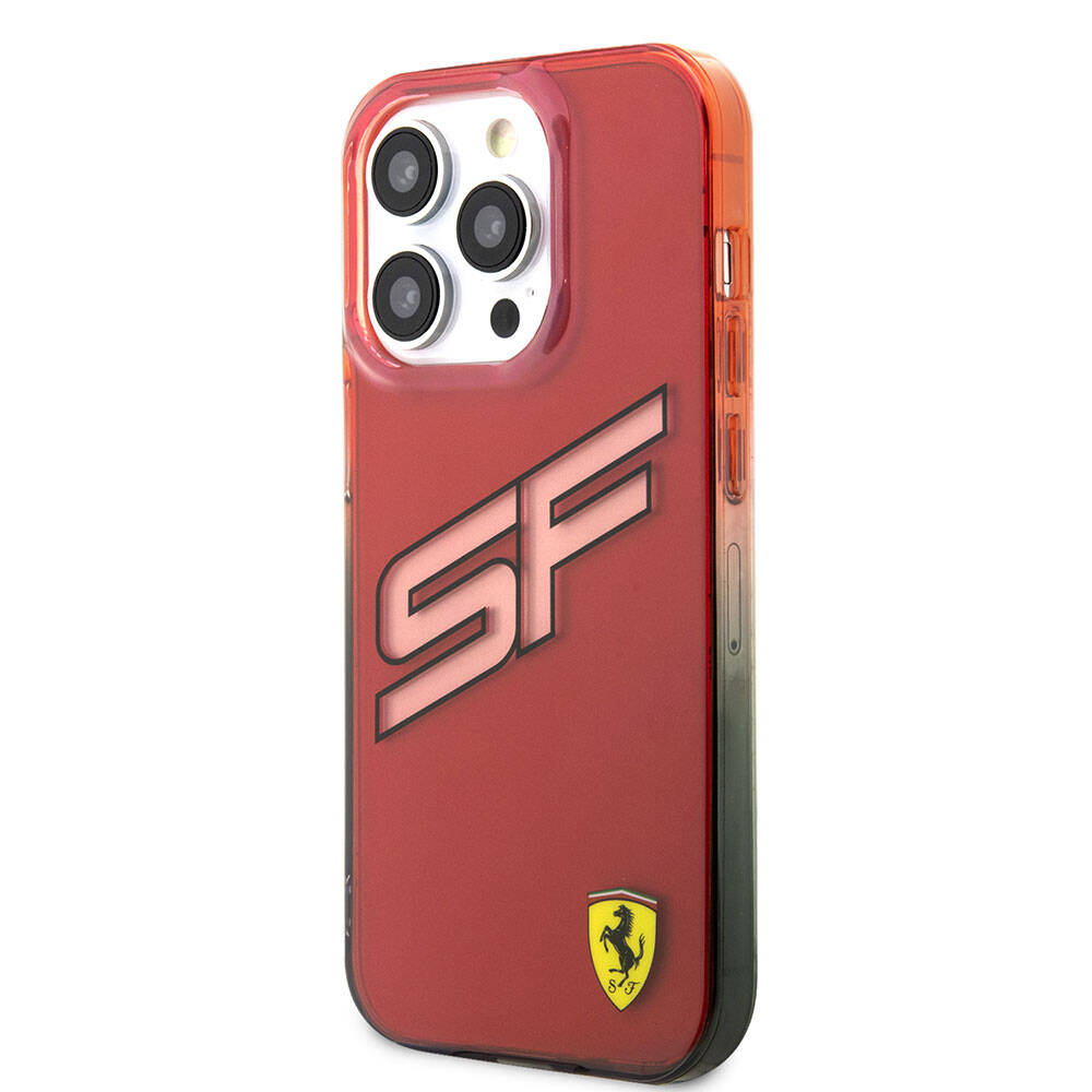 iPhone 15 Pro Kılıf Ferrari Orijinal Lisanslı Transparan SF Yazılı Kenarları Renk Geçişli Kılıf