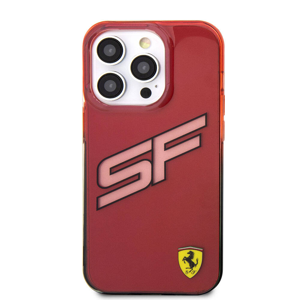 iPhone 15 Pro Kılıf Ferrari Orijinal Lisanslı Transparan SF Yazılı Kenarları Renk Geçişli Kılıf