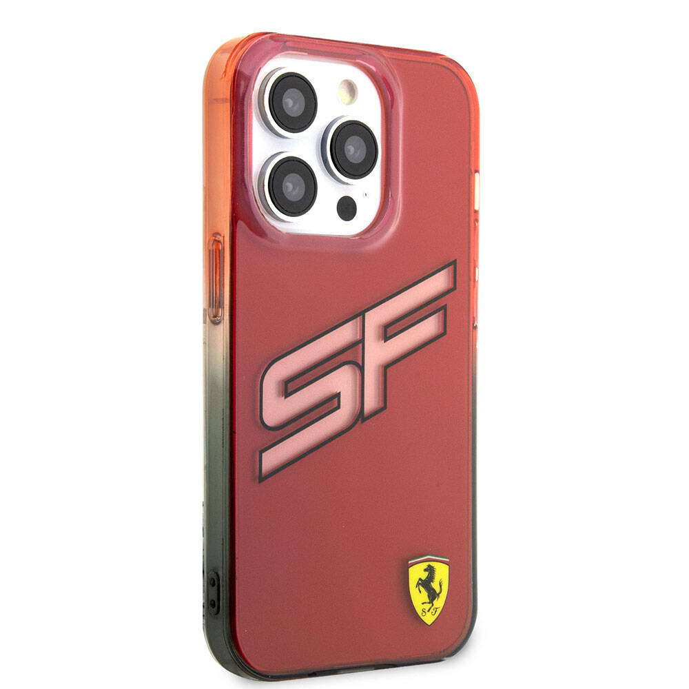 iPhone 15 Pro Kılıf Ferrari Orijinal Lisanslı Transparan SF Yazılı Kenarları Renk Geçişli Kılıf