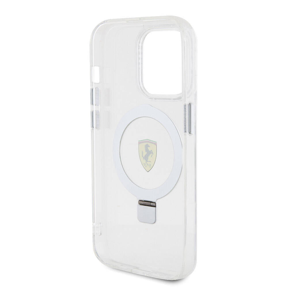 iPhone 15 Pro Kılıf Ferrari M-safe Şarj Özellikli Standlı Buzlu Yüzey Dizayn Kılıf