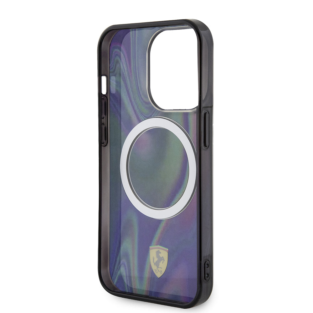 iPhone 15 Pro Kılıf Ferrari orijinal Lisanslı M-safe Şarj Özellikli Transparan Renk Geçişli Iridescent Kılıf
