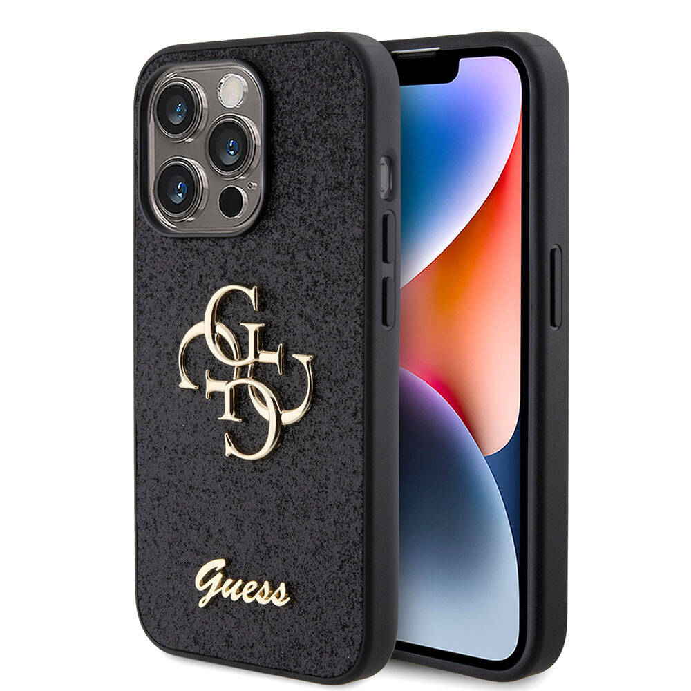 iPhone 15 Pro Kılıf Guess Orijinal Lisanslı 4G Büyük Metal Logolu Glitter Kılıf