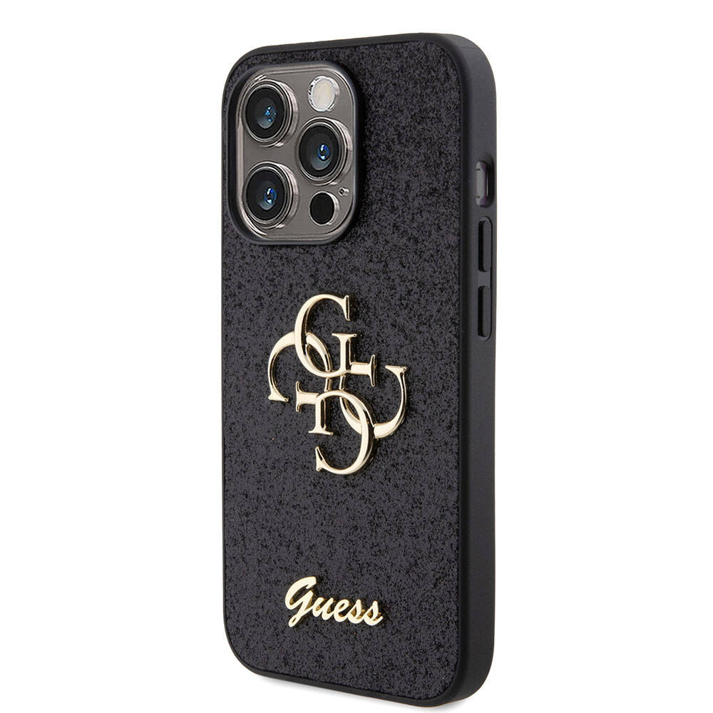 iPhone 15 Pro Kılıf Guess Orijinal Lisanslı 4G Büyük Metal Logolu Glitter Kılıf