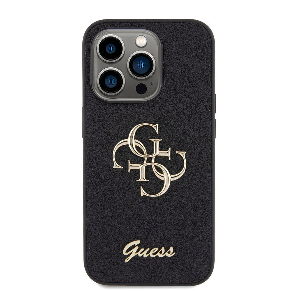 iPhone 15 Pro Kılıf Guess Orijinal Lisanslı 4G Büyük Metal Logolu Glitter Kılıf