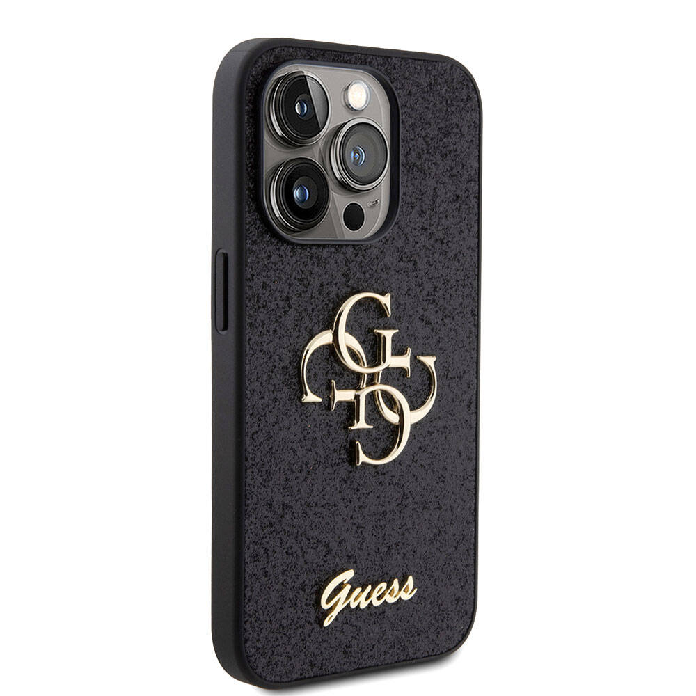 iPhone 15 Pro Kılıf Guess Orijinal Lisanslı 4G Büyük Metal Logolu Glitter Kılıf