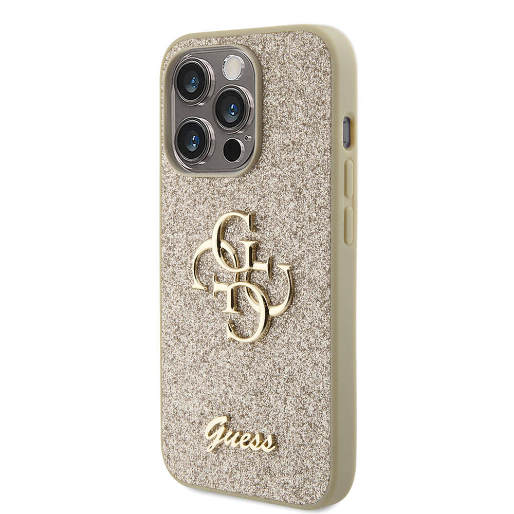 iPhone 15 Pro Kılıf Guess Orijinal Lisanslı 4G Büyük Metal Logolu Glitter Kılıf