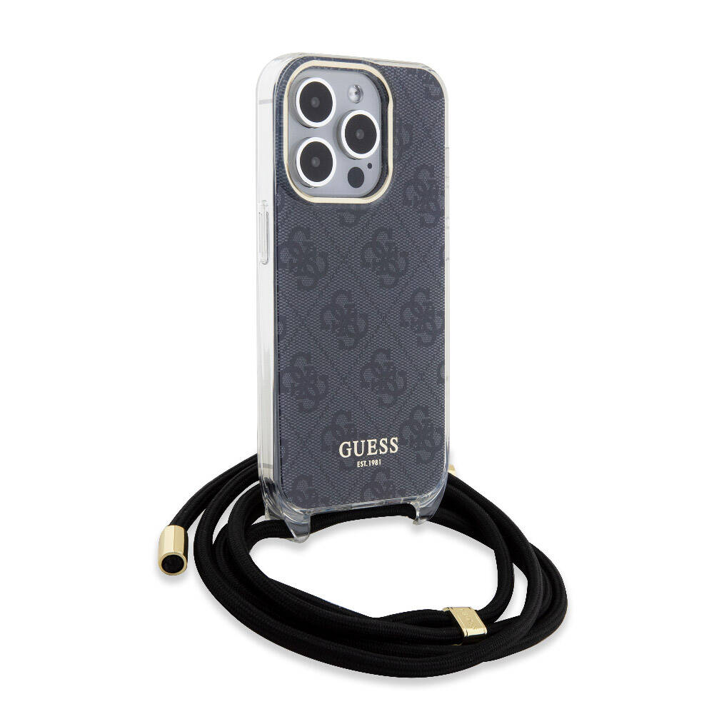 iPhone 15 Pro Kılıf Guess Orijinal Lisanslı Çapraz Kordon 4G Desenli Kılıf