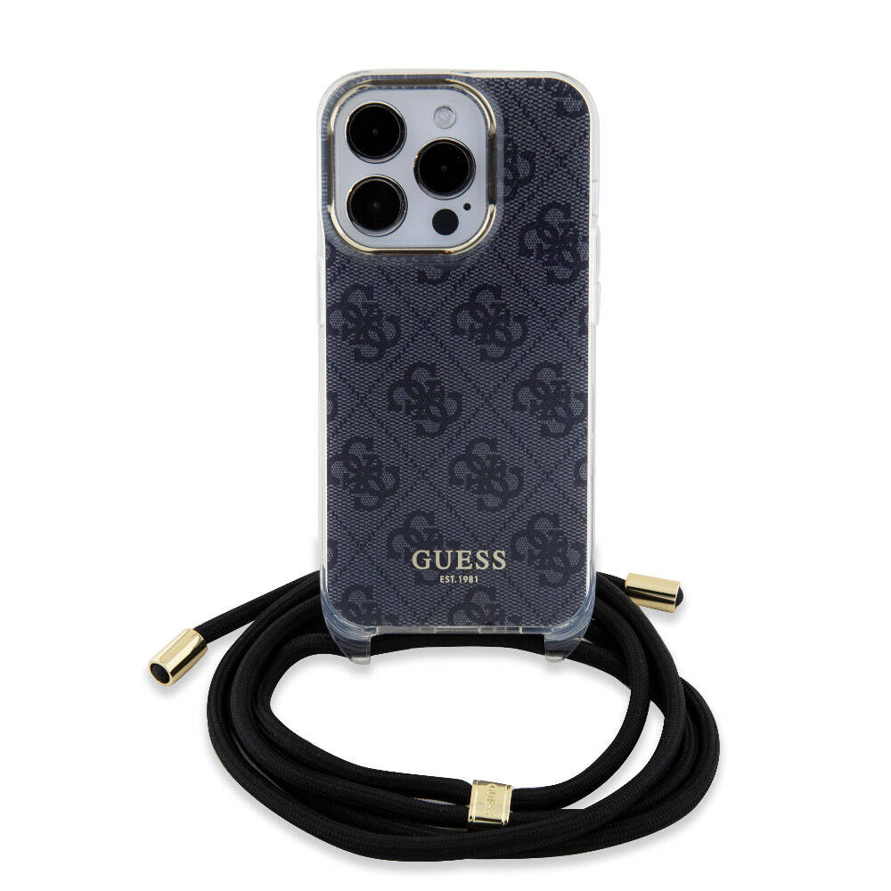 iPhone 15 Pro Kılıf Guess Orijinal Lisanslı Çapraz Kordon 4G Desenli Kılıf