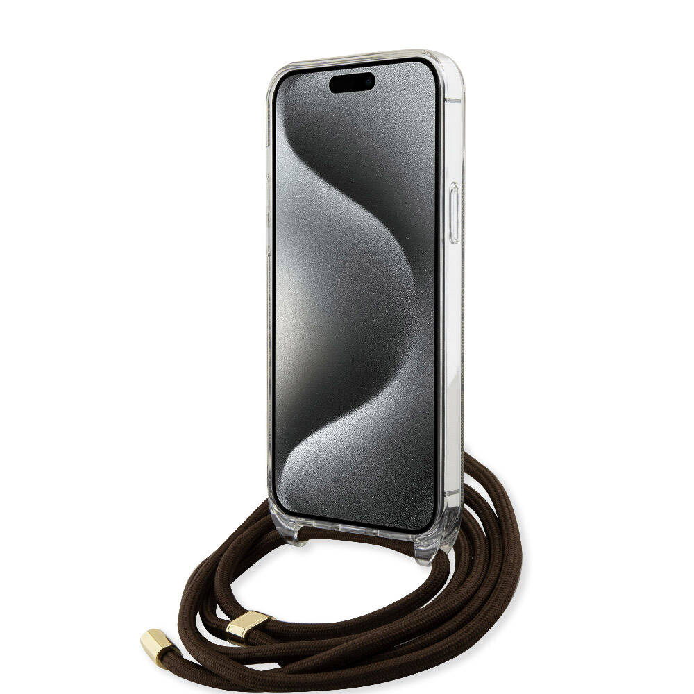 iPhone 15 Pro Kılıf Guess Orijinal Lisanslı Çapraz Kordon 4G Desenli Kılıf
