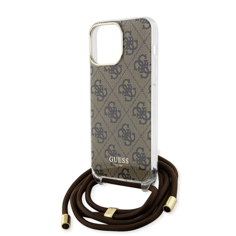 iPhone 15 Pro Kılıf Guess Orijinal Lisanslı Çapraz Kordon 4G Desenli Kılıf