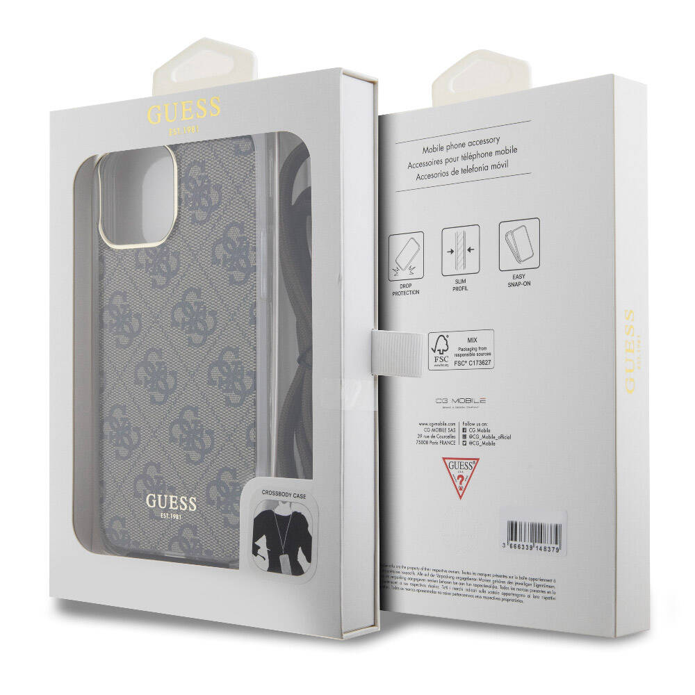 iPhone 15 Pro Kılıf Guess Orijinal Lisanslı Çapraz Kordon 4G Desenli Kılıf