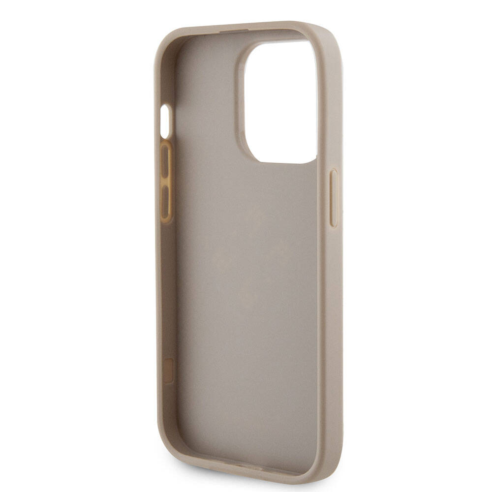 iPhone 15 Pro Kılıf Guess Orijinal Lisanslı Delikli Yazı ve 4G Glitter Büyük Metal Logolu Kılıf