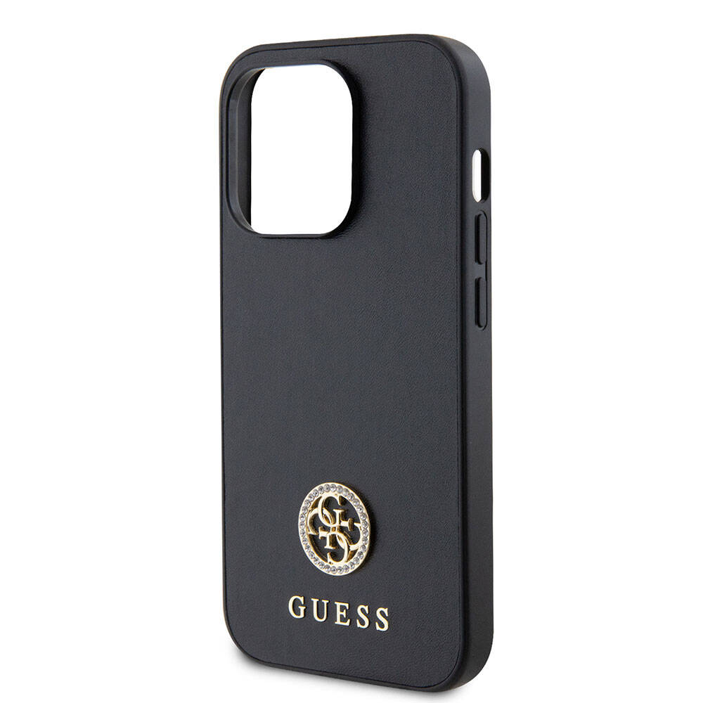 iPhone 15 Pro Kılıf Guess Orijinal Lisanslı Deri 4G Metal Logo Strass Kılıf