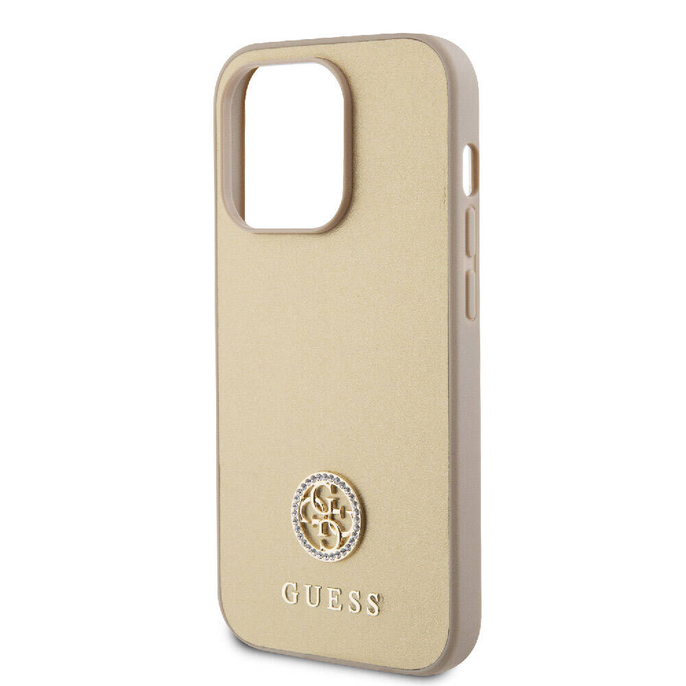 iPhone 15 Pro Kılıf Guess Orijinal Lisanslı Deri 4G Metal Logo Strass Kılıf