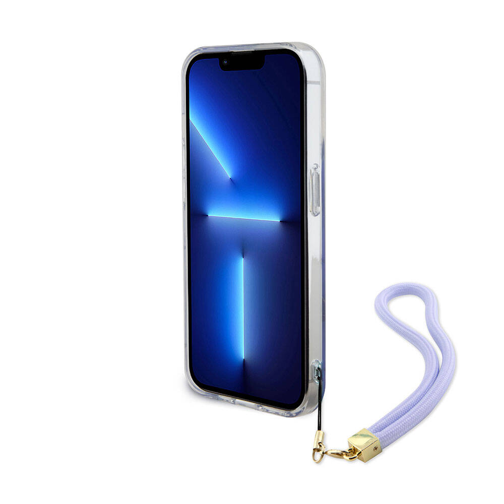 iPhone 15 Pro Kılıf Guess Orijinal Lisanslı Desenli Yazı Logolu Askı İpli Holografik Glitter Peony Kılıf