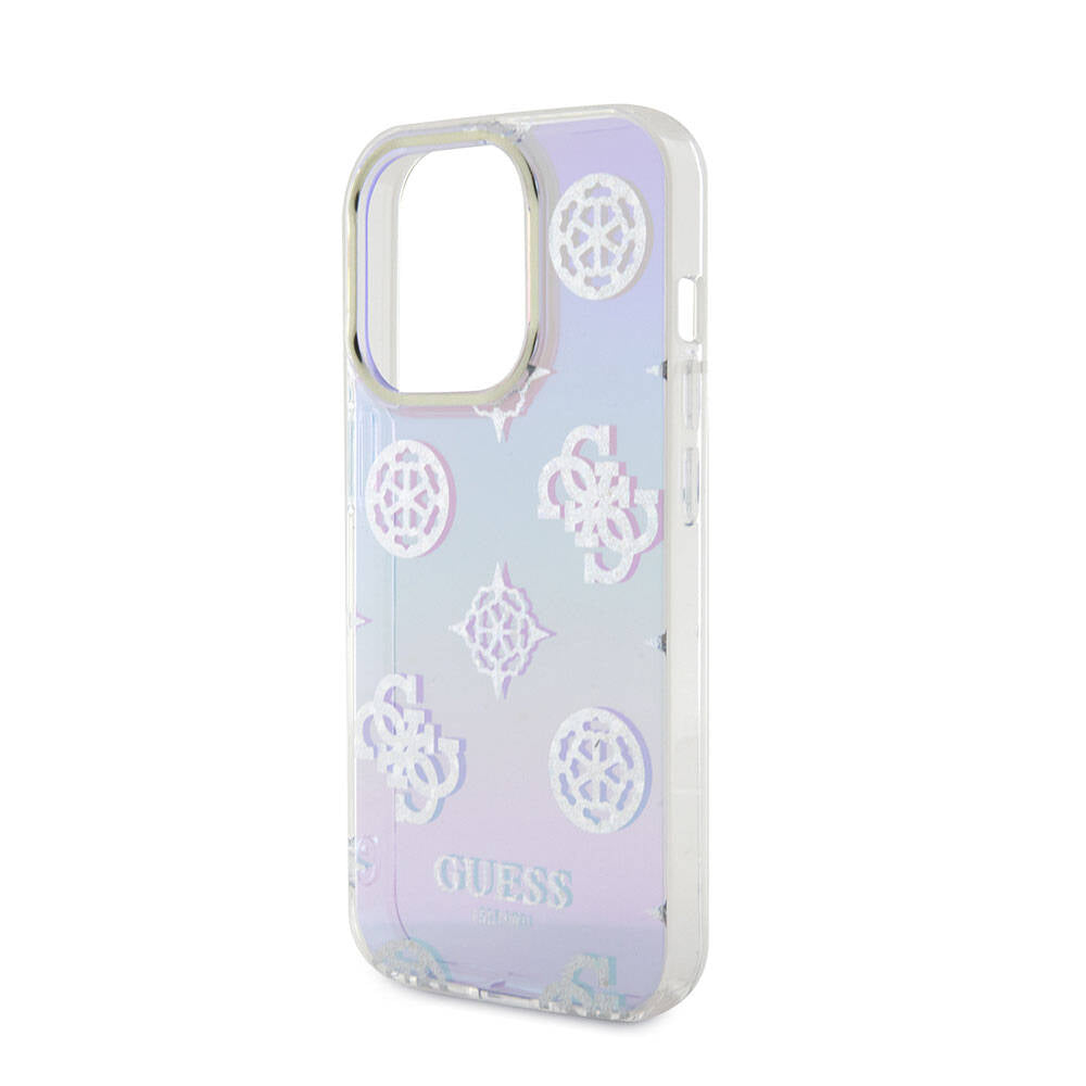 iPhone 15 Pro Kılıf Guess Orijinal Lisanslı Desenli Yazı Logolu Askı İpli Holografik Glitter Peony Kılıf
