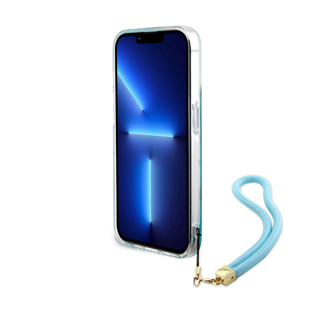 iPhone 15 Pro Kılıf Guess Orijinal Lisanslı Desenli Yazı Logolu Askı İpli Holografik Glitter Peony Kılıf