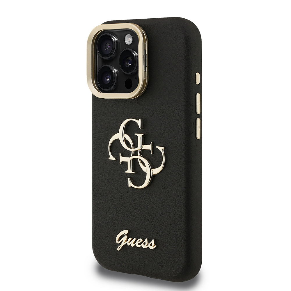 iPhone 15 Pro Kılıf Guess Orijinal Lisanslı Grained Yazı Logolu Kamera Standlı Kılıf