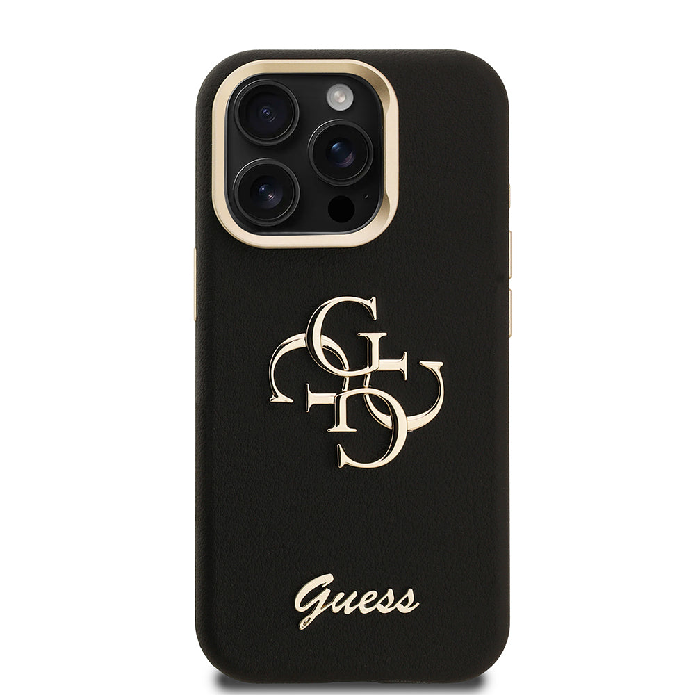 iPhone 15 Pro Kılıf Guess Orijinal Lisanslı Grained Yazı Logolu Kamera Standlı Kılıf
