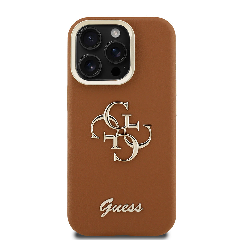 iPhone 15 Pro Kılıf Guess Orijinal Lisanslı Grained Yazı Logolu Kamera Standlı Kılıf