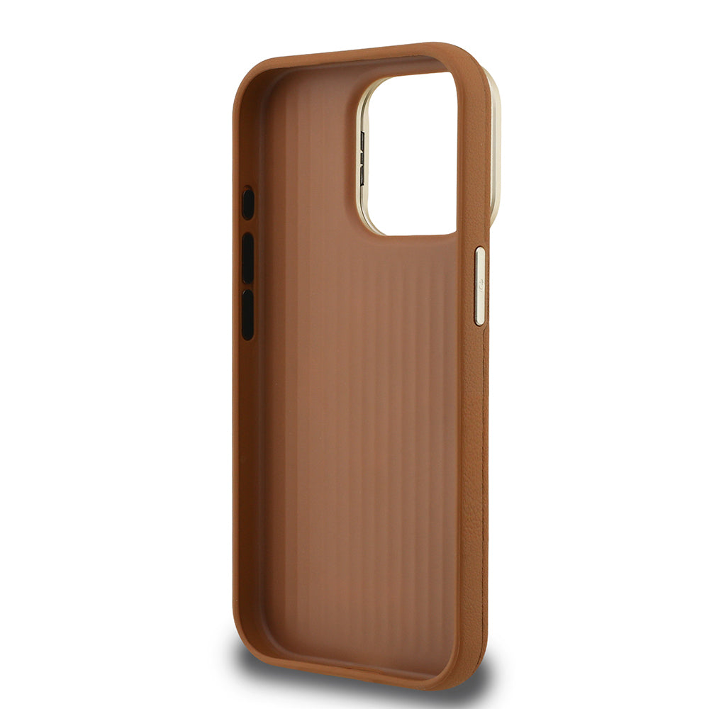 iPhone 15 Pro Kılıf Guess Orijinal Lisanslı Grained Yazı Logolu Kamera Standlı Kılıf
