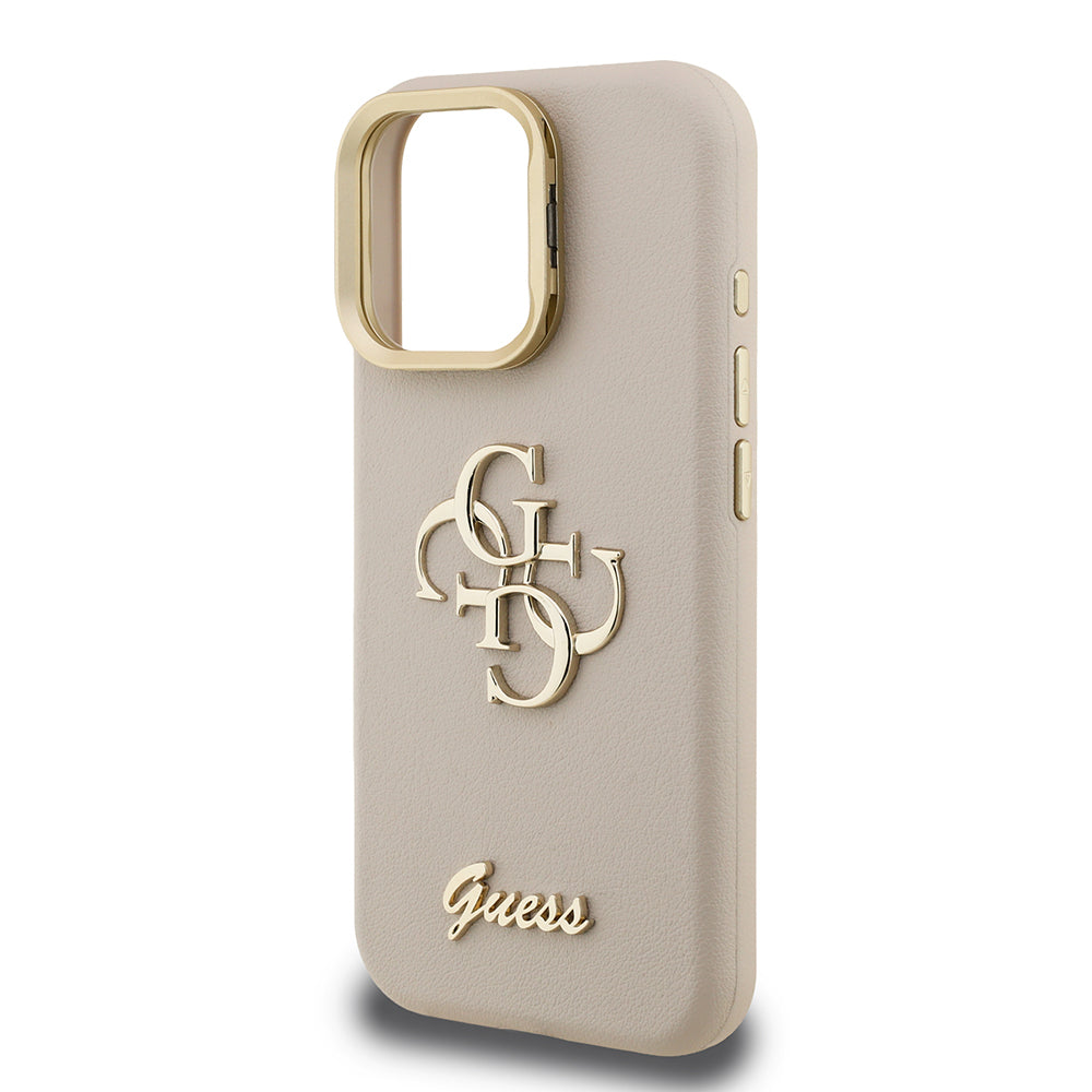 iPhone 15 Pro Kılıf Guess Orijinal Lisanslı Grained Yazı Logolu Kamera Standlı Kılıf