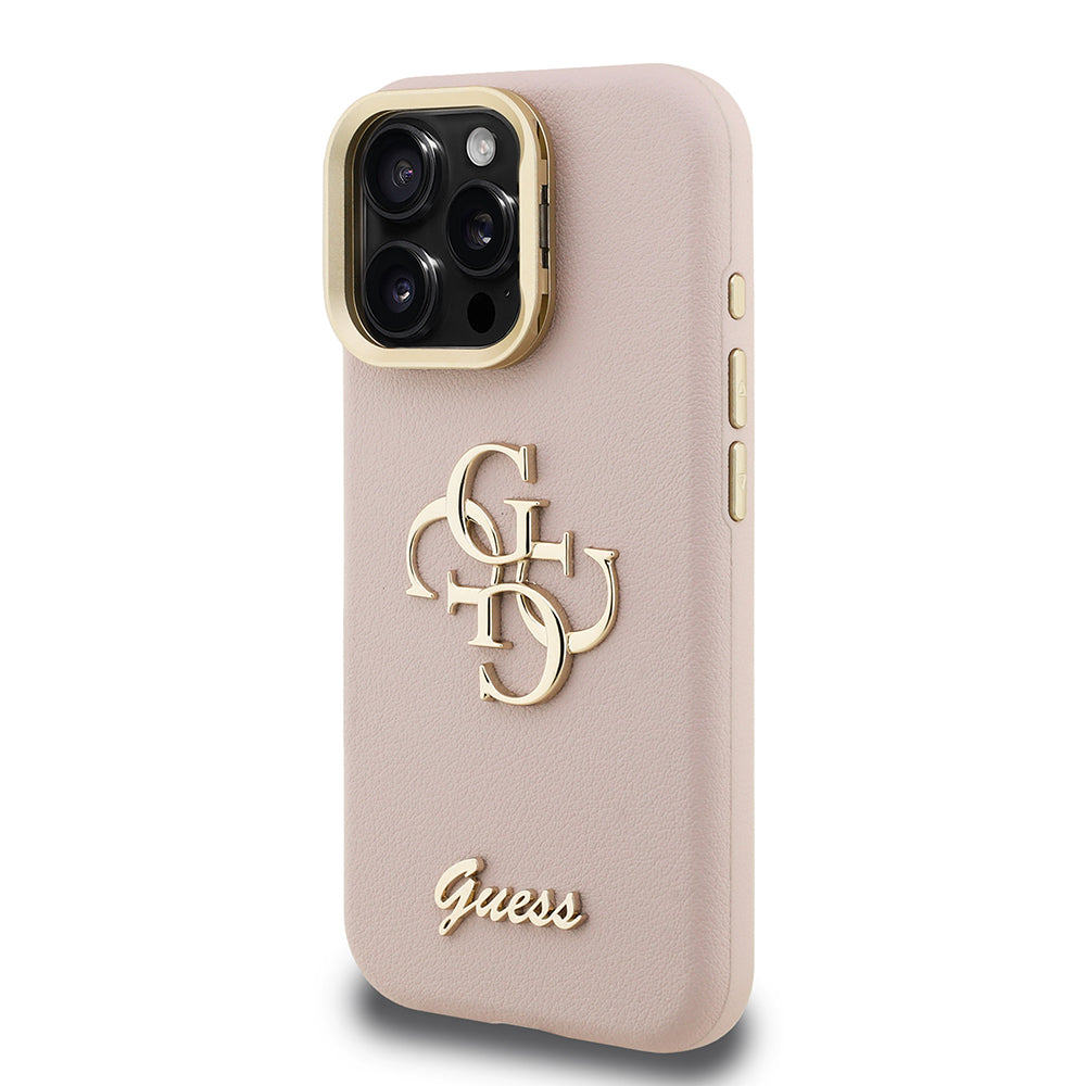 iPhone 15 Pro Kılıf Guess Orijinal Lisanslı Grained Yazı Logolu Kamera Standlı Kılıf