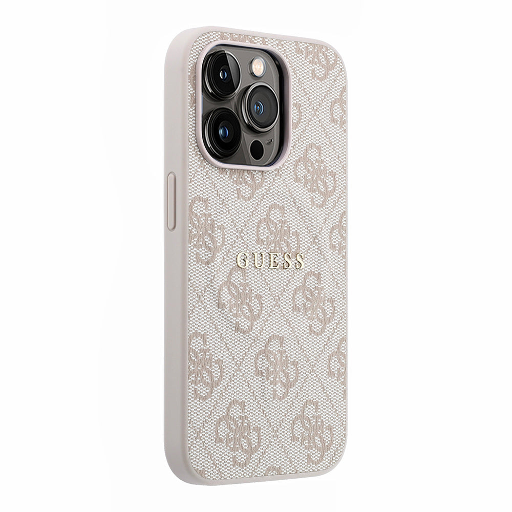 iPhone 15 Pro Kılıf Guess Orijinal Lisanslı M-safe Kabartmalı 4G Desenli Yazı Logolu Kılıf