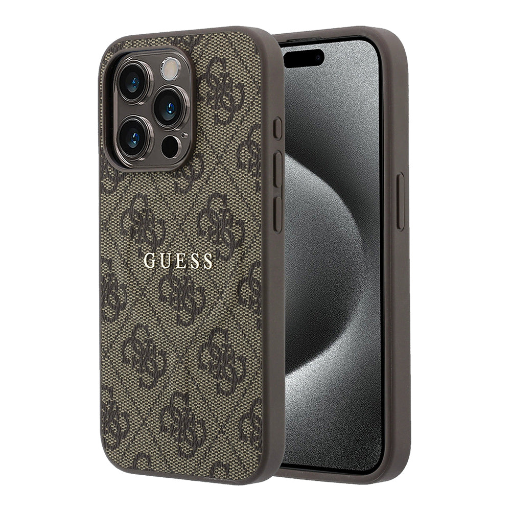 iPhone 15 Pro Kılıf Guess Orijinal Lisanslı M-safe Kabartmalı 4G Desenli Yazı Logolu Kılıf