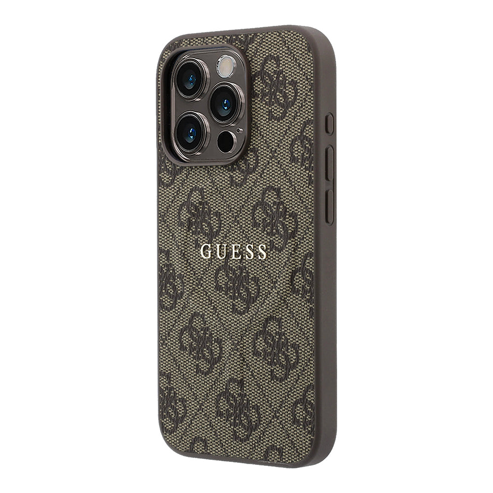 iPhone 15 Pro Kılıf Guess Orijinal Lisanslı M-safe Kabartmalı 4G Desenli Yazı Logolu Kılıf