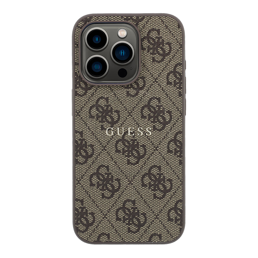 iPhone 15 Pro Kılıf Guess Orijinal Lisanslı M-safe Kabartmalı 4G Desenli Yazı Logolu Kılıf