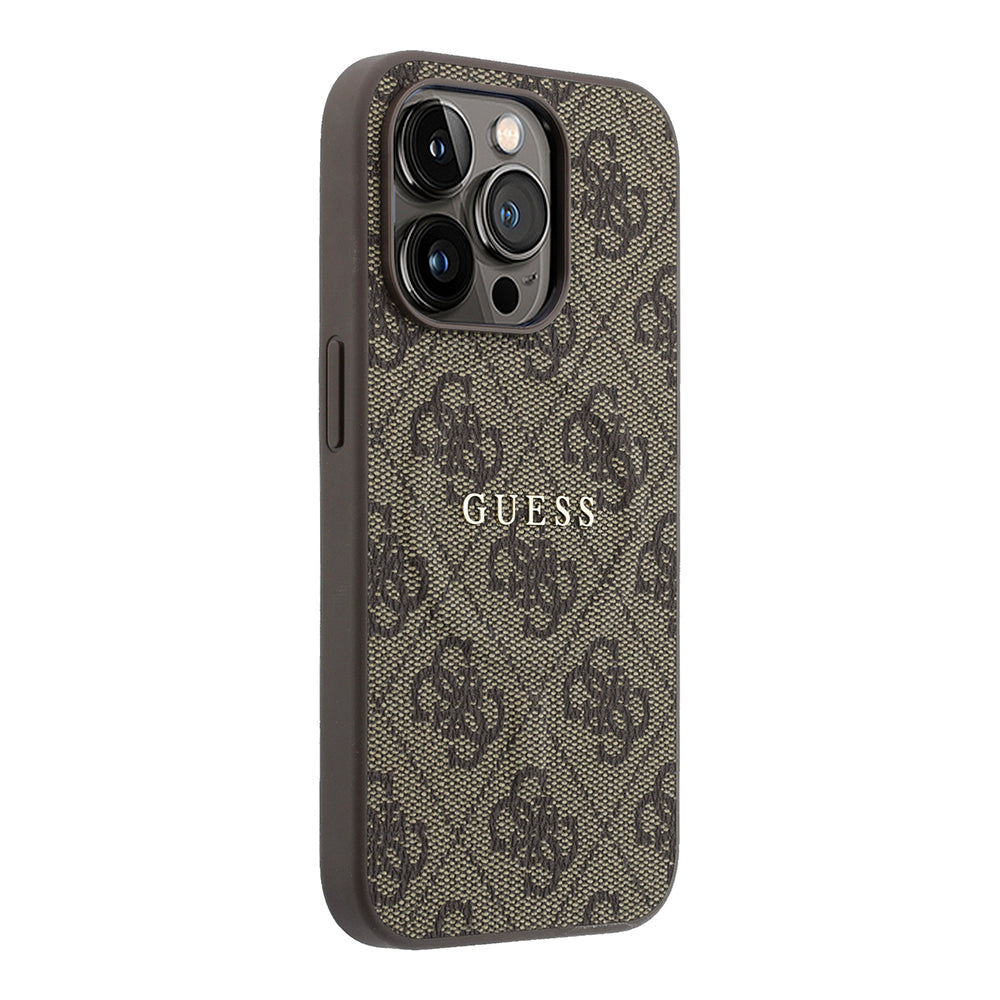 iPhone 15 Pro Kılıf Guess Orijinal Lisanslı M-safe Kabartmalı 4G Desenli Yazı Logolu Kılıf