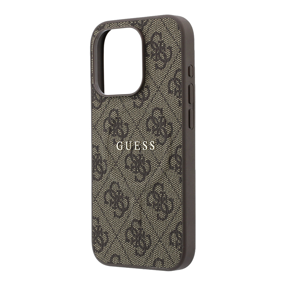 iPhone 15 Pro Kılıf Guess Orijinal Lisanslı M-safe Kabartmalı 4G Desenli Yazı Logolu Kılıf