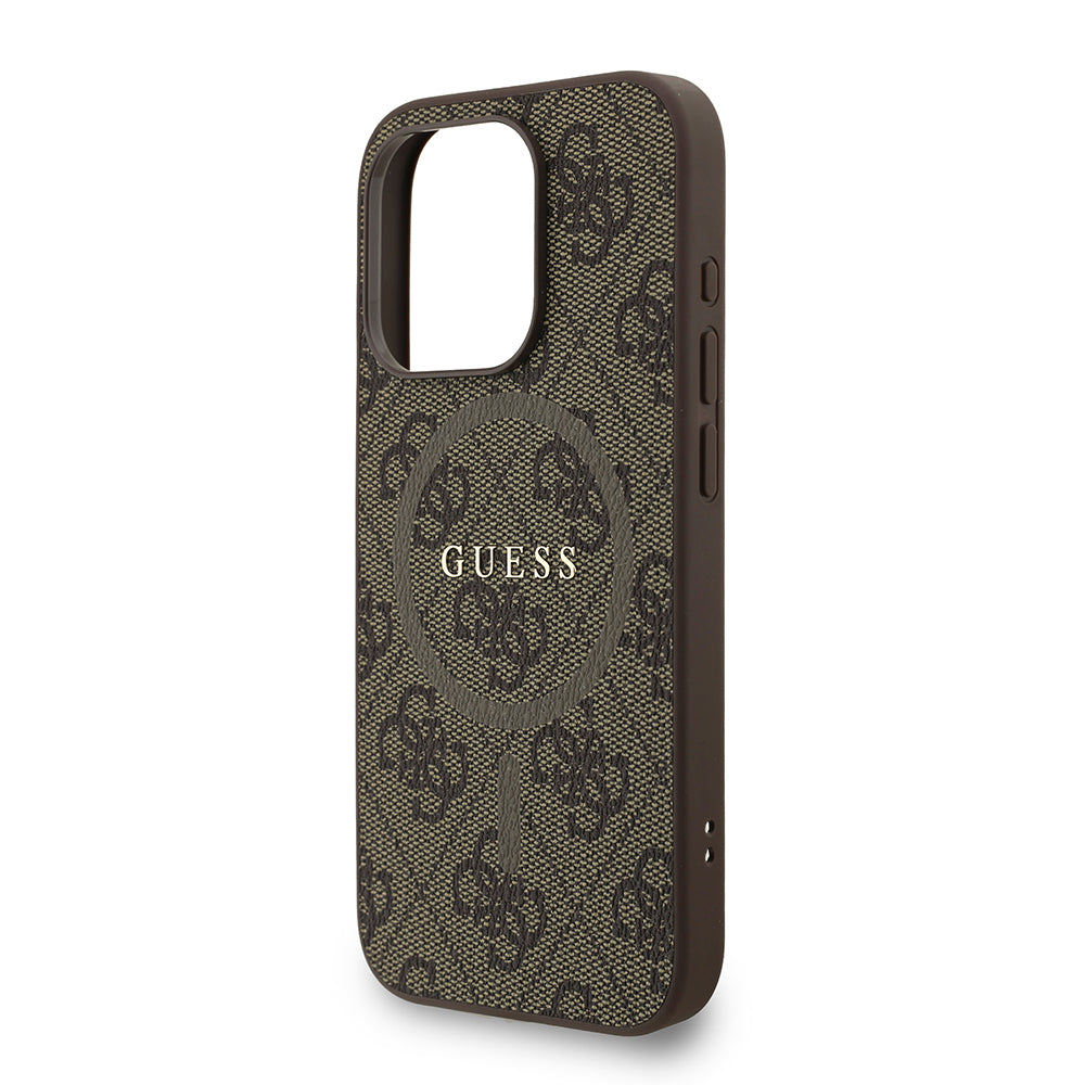 iPhone 15 Pro Kılıf Guess Orijinal Lisanslı M-safe Şarj Özellikli PU Deri Bilek Askı İpli Yazı Logolu Kılıf