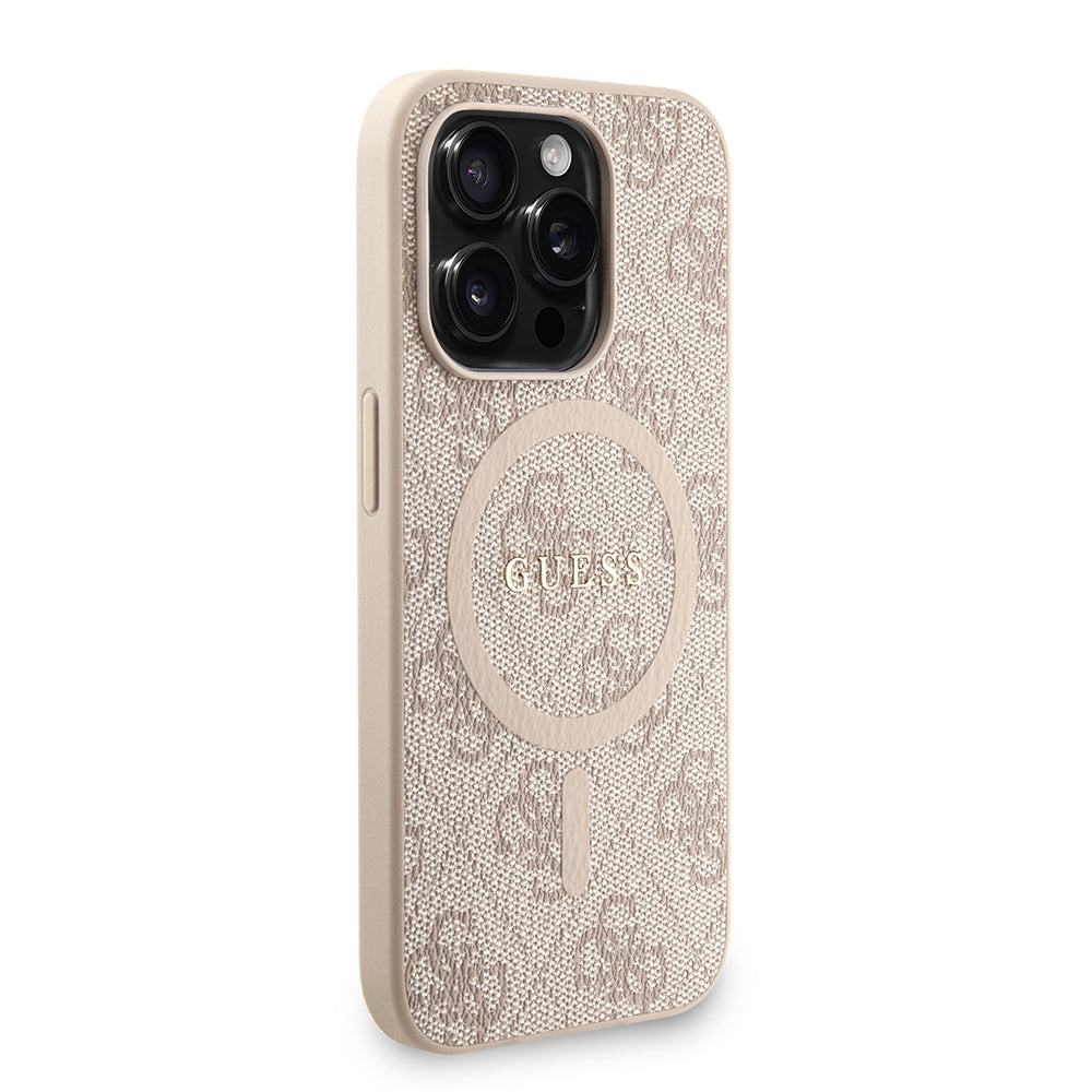 iPhone 15 Pro Kılıf Guess Orijinal Lisanslı M-safe Şarj Özellikli PU Deri Bilek Askı İpli Yazı Logolu Kılıf