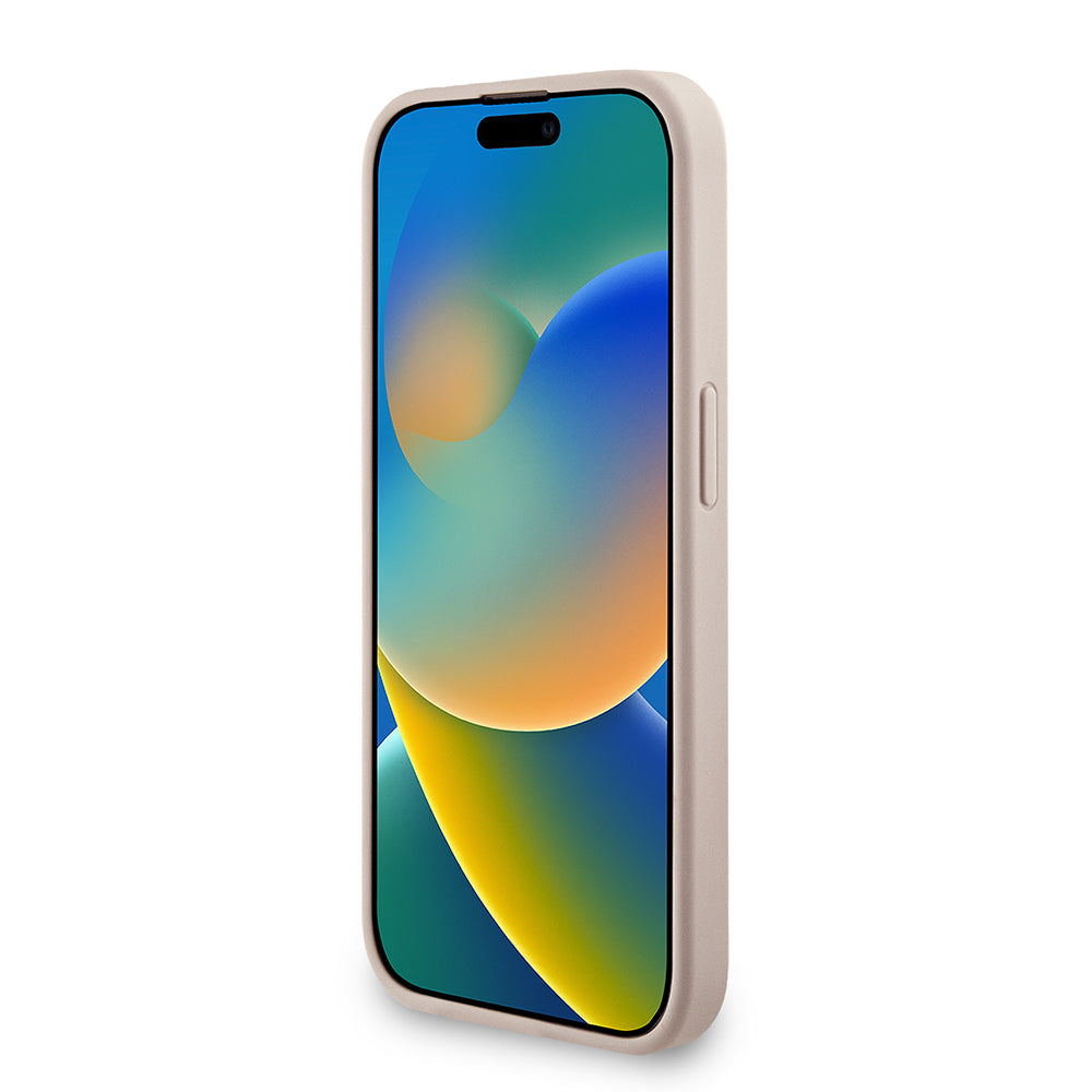 iPhone 15 Pro Kılıf Guess Orijinal Lisanslı M-safe Şarj Özellikli PU Deri Bilek Askı İpli Yazı Logolu Kılıf