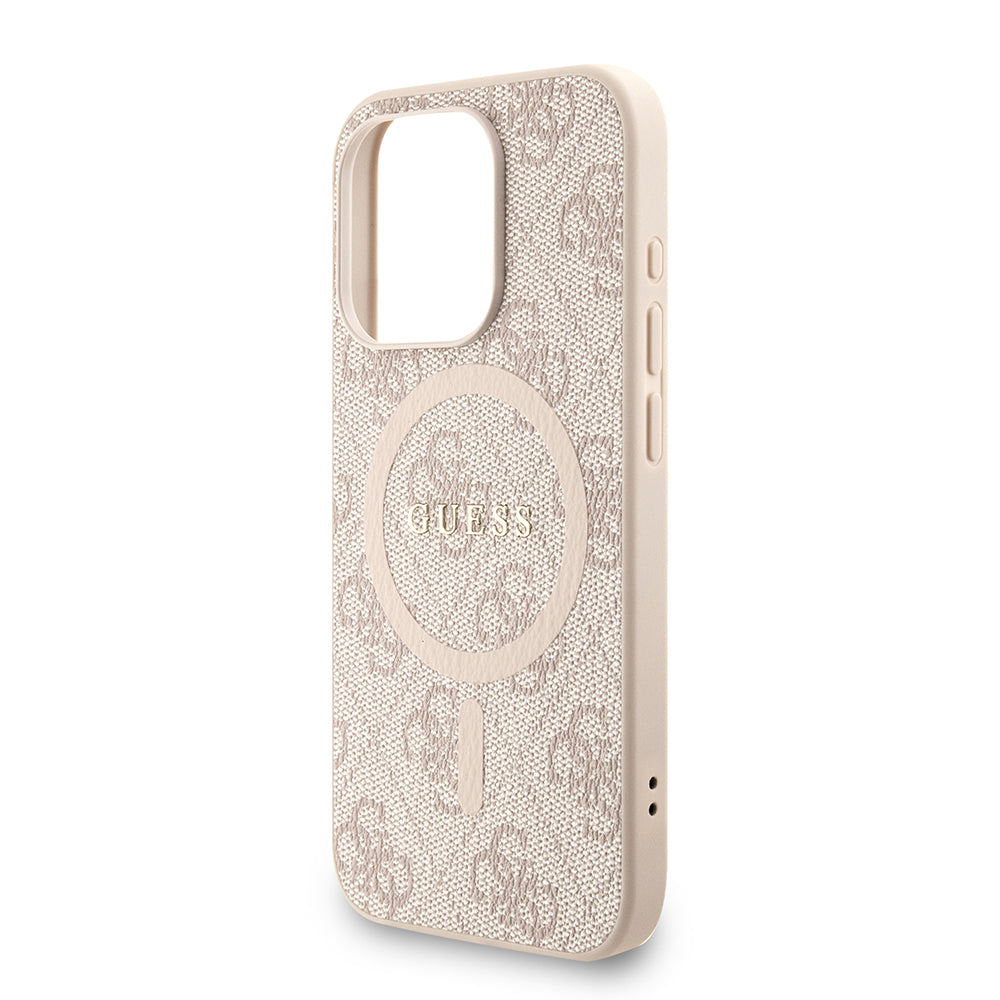 iPhone 15 Pro Kılıf Guess Orijinal Lisanslı M-safe Şarj Özellikli PU Deri Bilek Askı İpli Yazı Logolu Kılıf