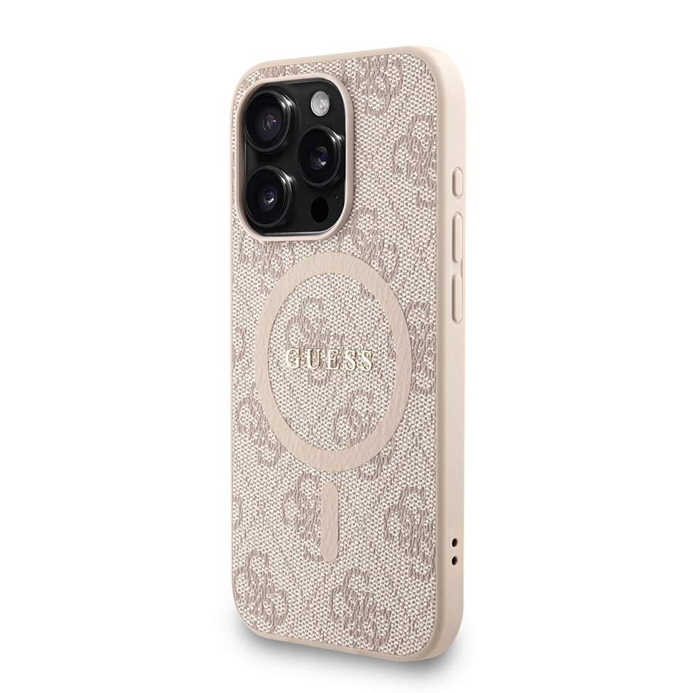 iPhone 15 Pro Kılıf Guess Orijinal Lisanslı M-safe Şarj Özellikli PU Deri Bilek Askı İpli Yazı Logolu Kılıf