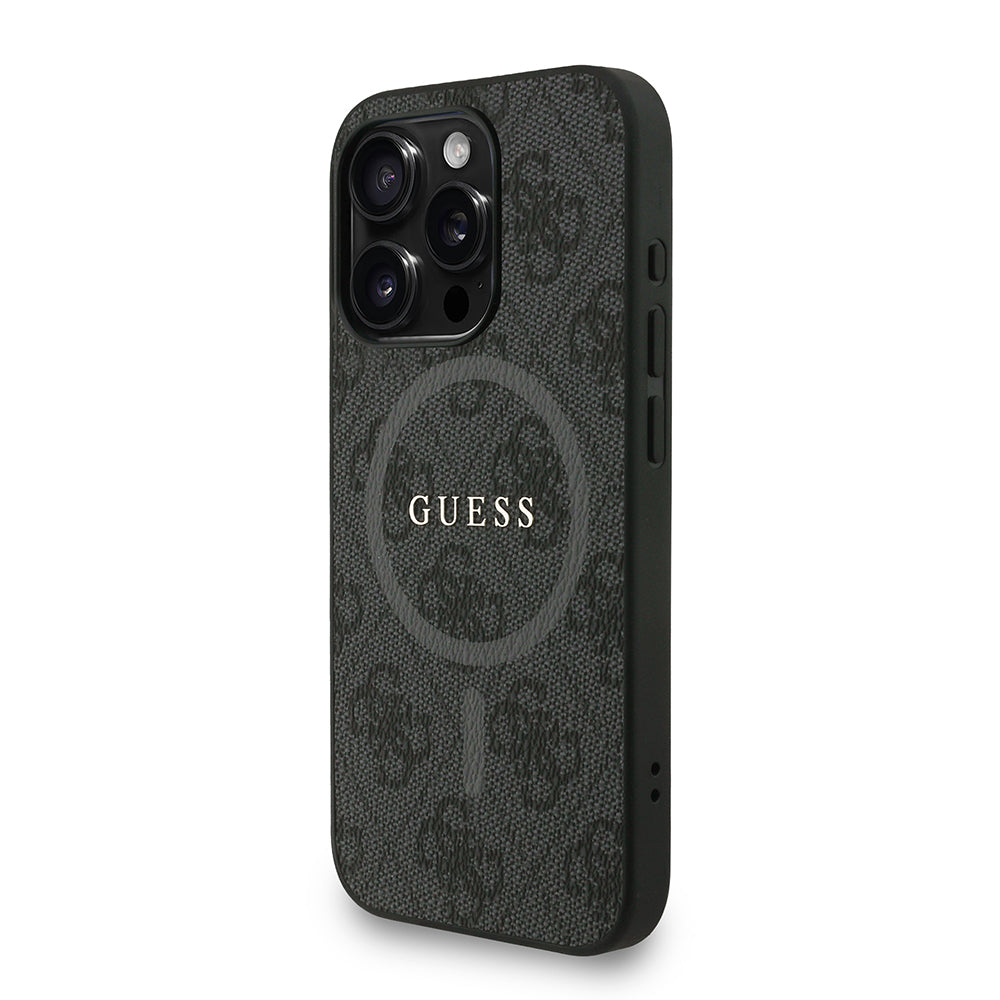 iPhone 15 Pro Kılıf Guess Orijinal Lisanslı M-safe Şarj Özellikli PU Deri Bilek Askı İpli Yazı Logolu Kılıf